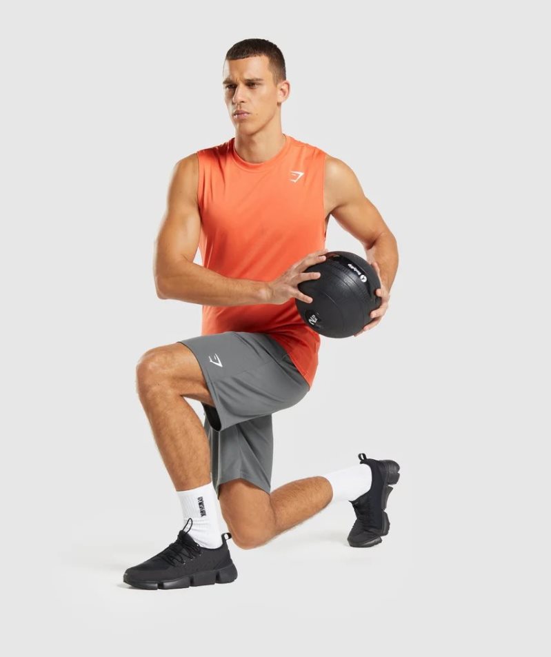 Gymshark Arrival Ujjatlan Férfi Ujjatlan Póló Narancssárga | HU-E-935