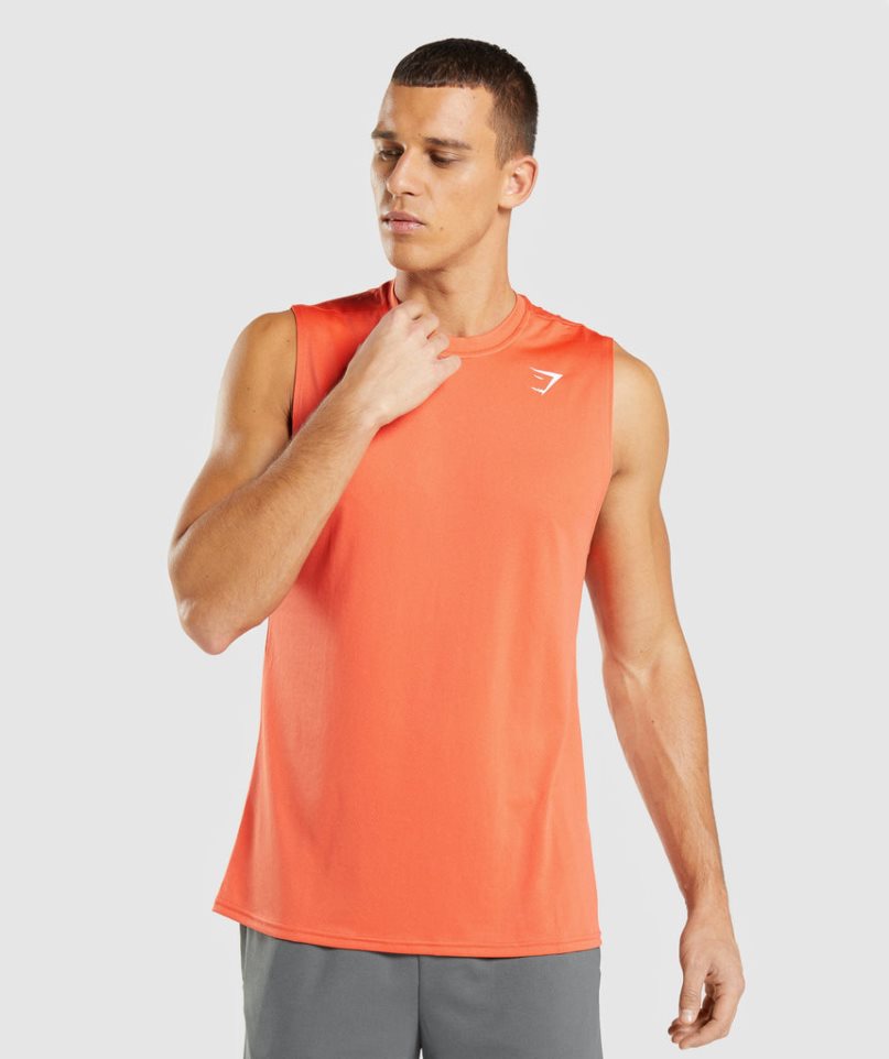 Gymshark Arrival Ujjatlan Férfi Ujjatlan Póló Narancssárga | HU-E-935