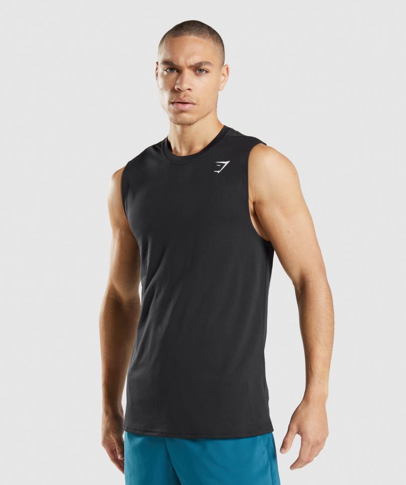 Gymshark Arrival Ujjatlan Férfi Ujjatlan Póló Fekete | HU-I-679