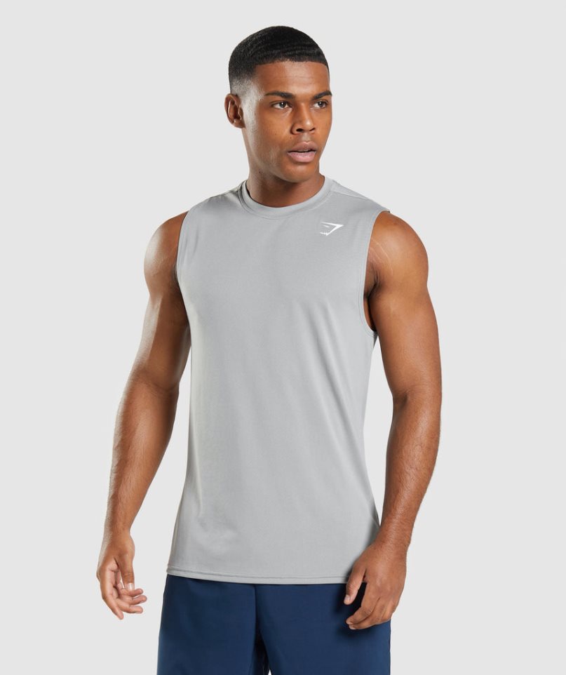 Gymshark Arrival Ujjatlan Férfi Ujjatlan Póló Szürke | HU-N-463