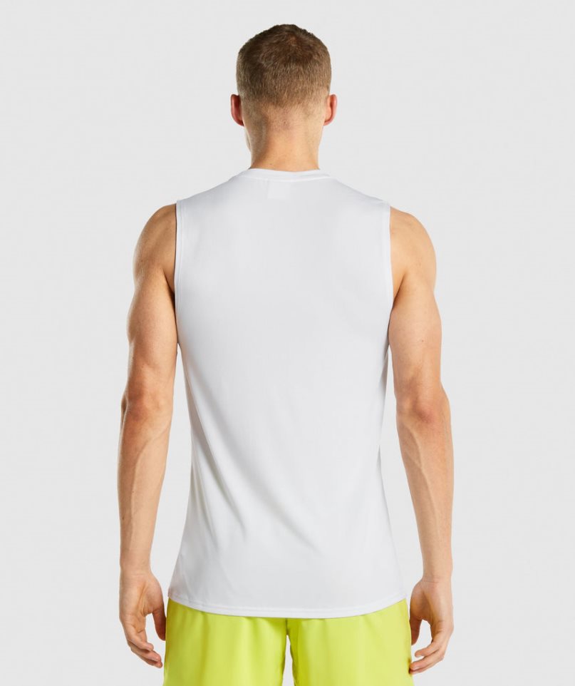 Gymshark Arrival Ujjatlan Férfi Ujjatlan Póló Fehér | HU-W-863