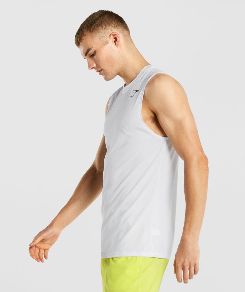Gymshark Arrival Ujjatlan Férfi Ujjatlan Póló Fehér | HU-W-863