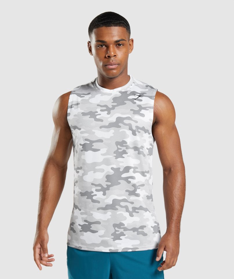 Gymshark Arrival Ujjatlan Férfi Ujjatlan Póló Camo | HU-Y-194