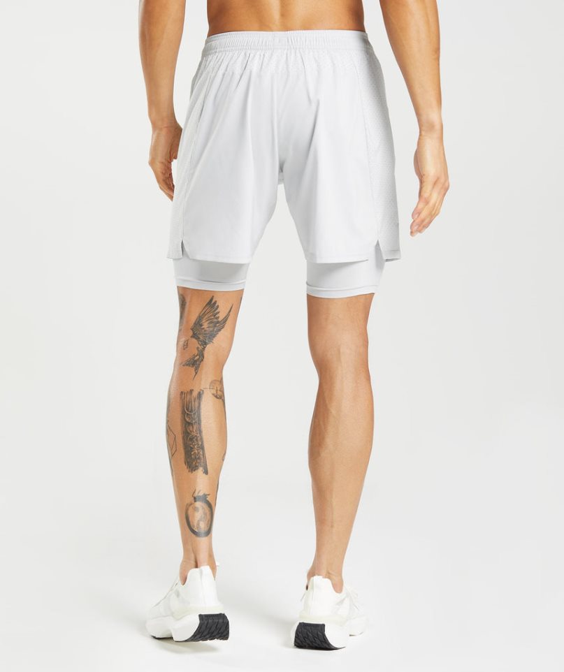 Gymshark Aspect 2 In 1 Férfi Rövidnadrág Fehér | HU-A-128