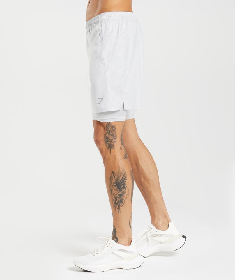 Gymshark Aspect 2 In 1 Férfi Rövidnadrág Fehér | HU-A-128