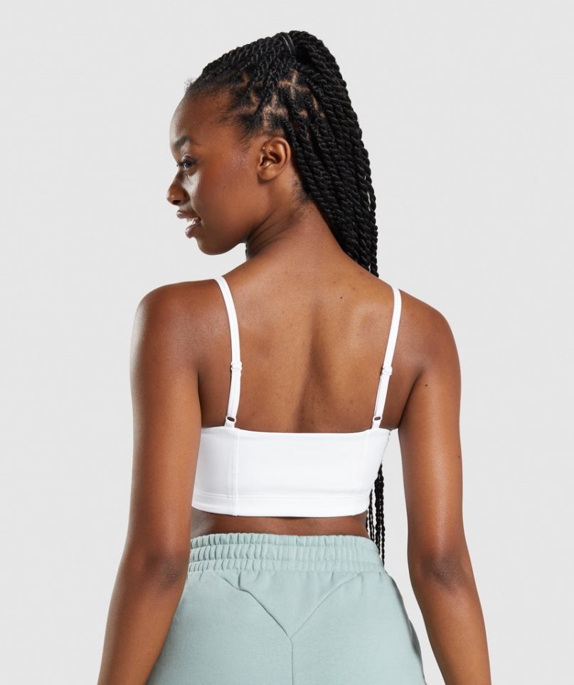 Gymshark Bandeau Női Sportmelltartó Fehér | HU-W-107