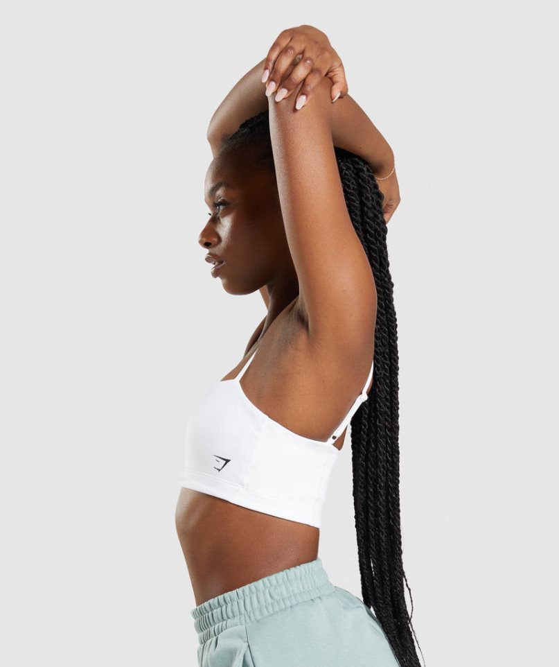 Gymshark Bandeau Női Sportmelltartó Fehér | HU-W-107