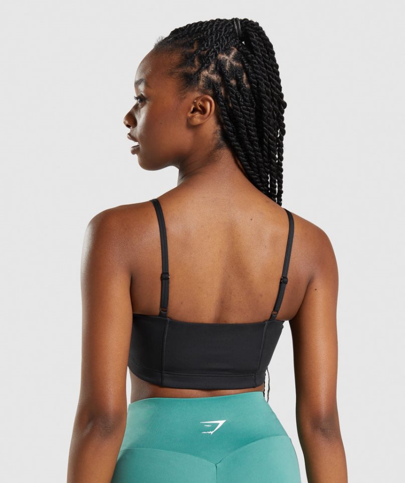 Gymshark Bandeau Női Sportmelltartó Fekete | HU-V-521