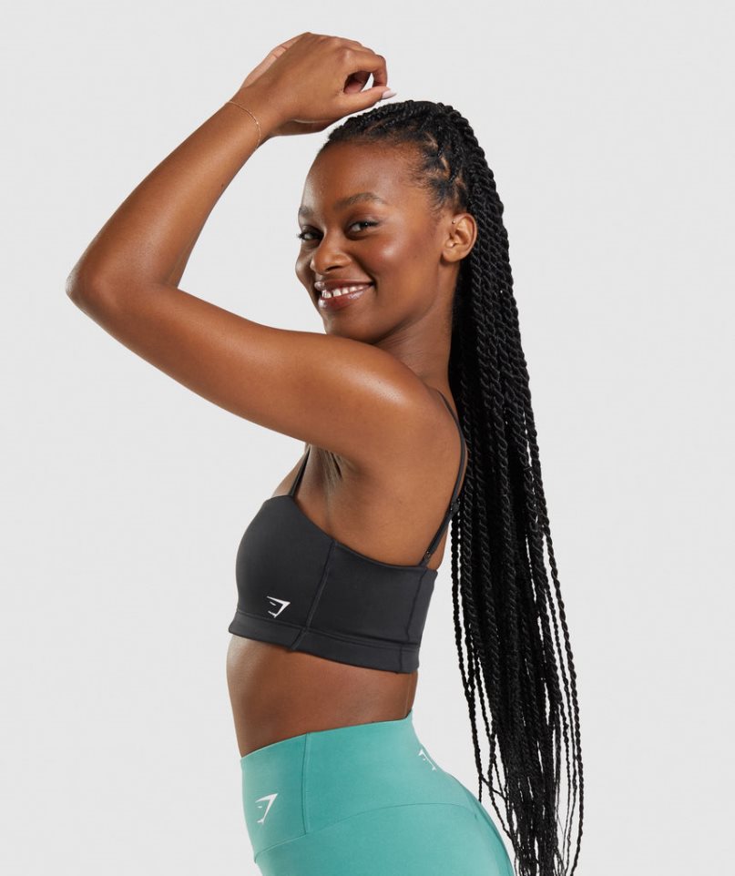Gymshark Bandeau Női Sportmelltartó Fekete | HU-V-521