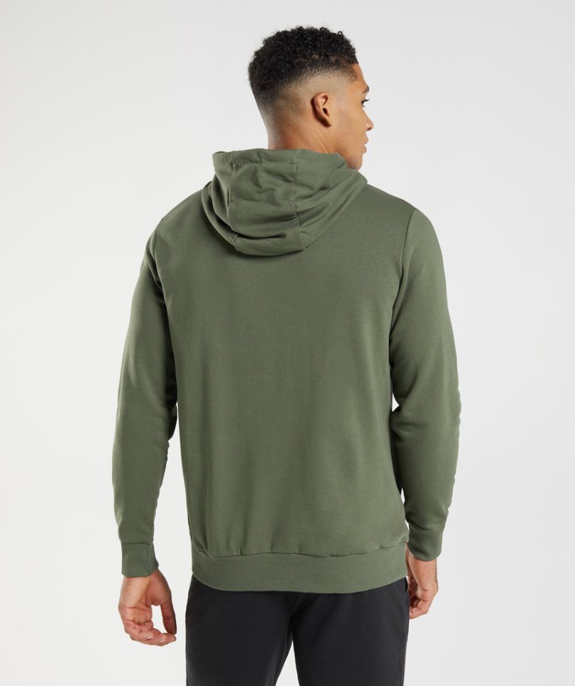 Gymshark Block Férfi Kapucnis Pulóver Olivazöld | HU-E-821