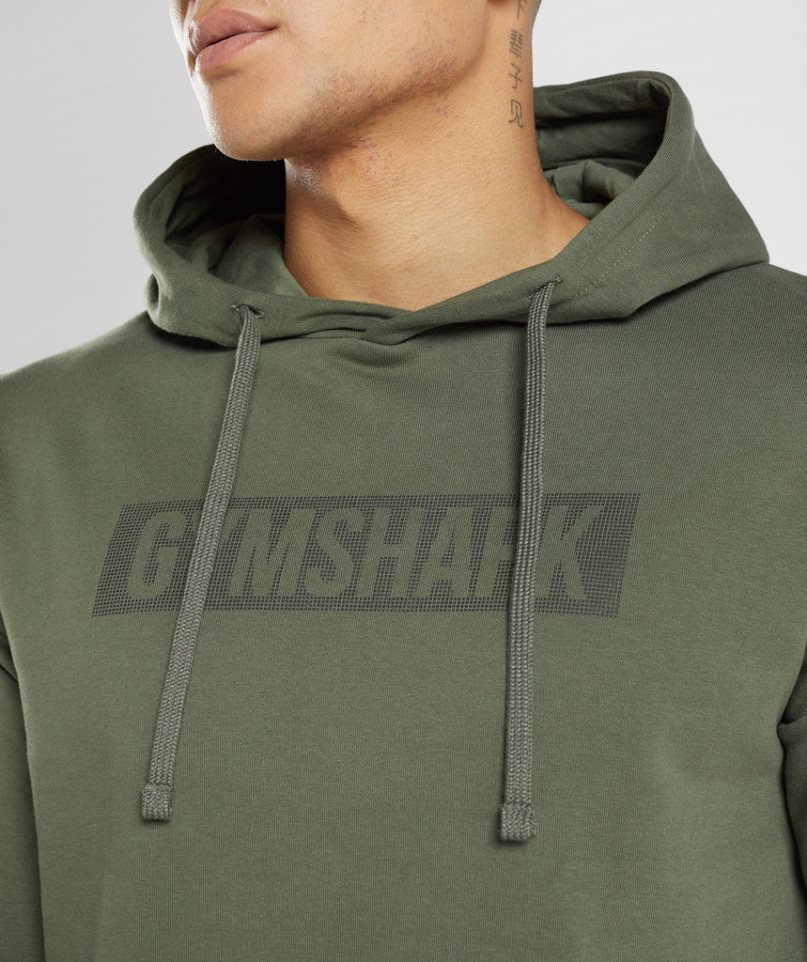 Gymshark Block Férfi Kapucnis Pulóver Olivazöld | HU-E-821
