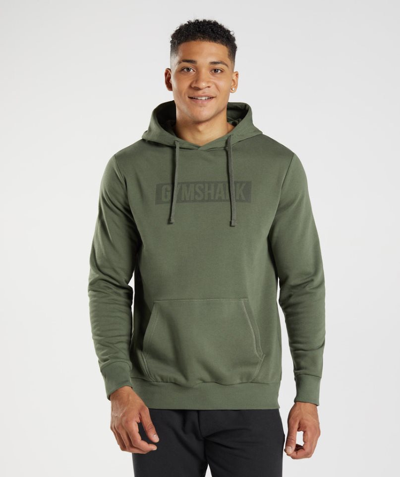 Gymshark Block Férfi Kapucnis Pulóver Olivazöld | HU-E-821