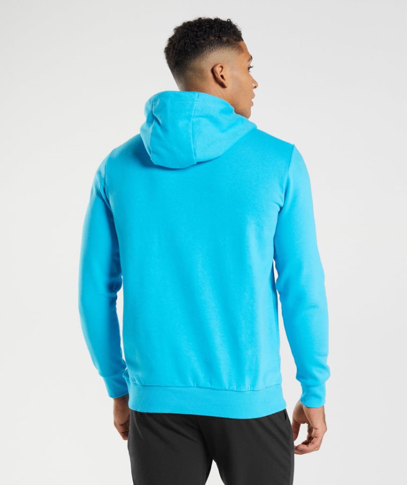 Gymshark Block Férfi Kapucnis Pulóver Türkiz | HU-X-057