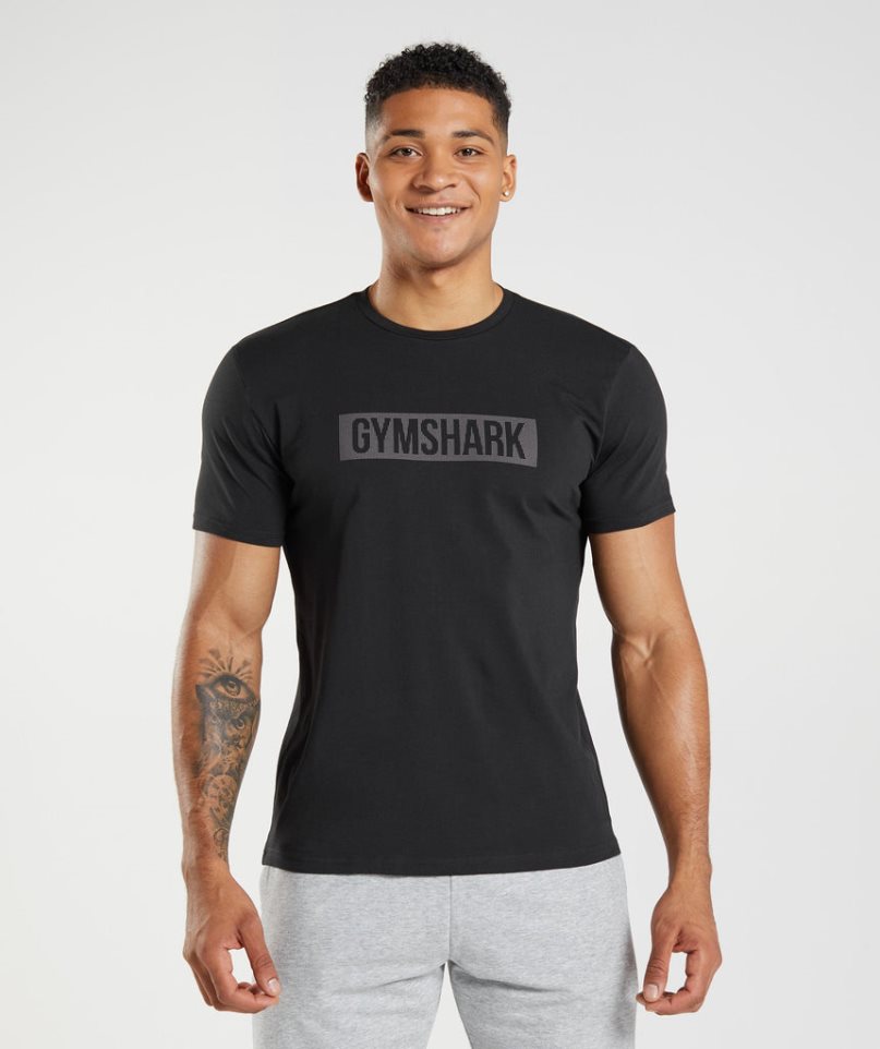 Gymshark Block Férfi Póló Fekete | HU-E-126
