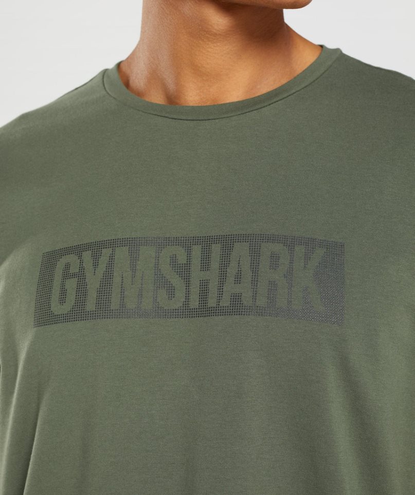 Gymshark Block Férfi Póló Olivazöld | HU-J-150