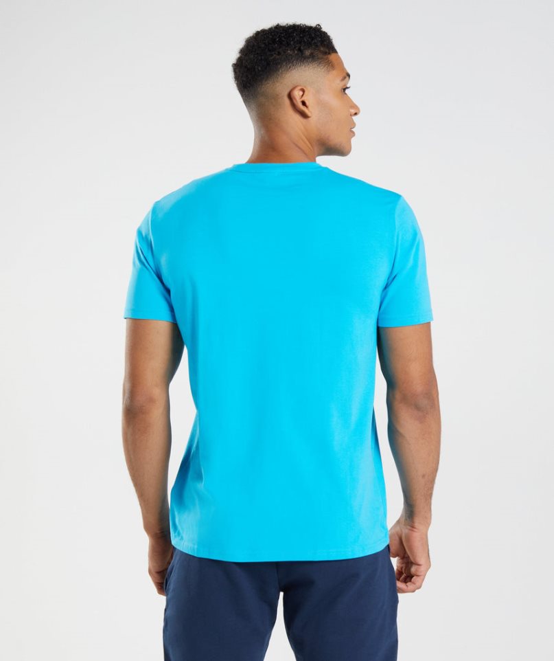 Gymshark Block Férfi Póló Türkiz | HU-T-426