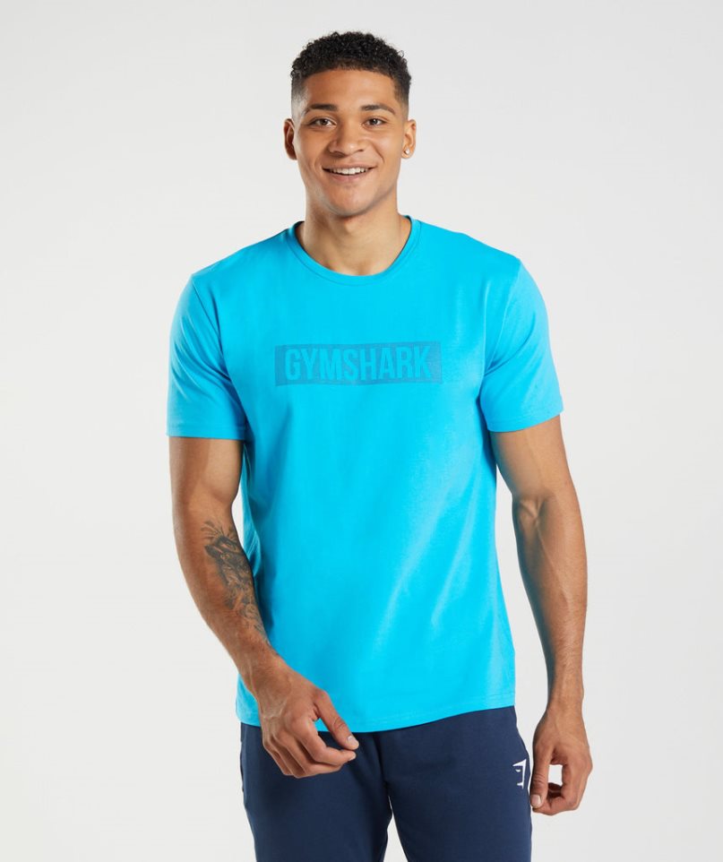 Gymshark Block Férfi Póló Türkiz | HU-T-426