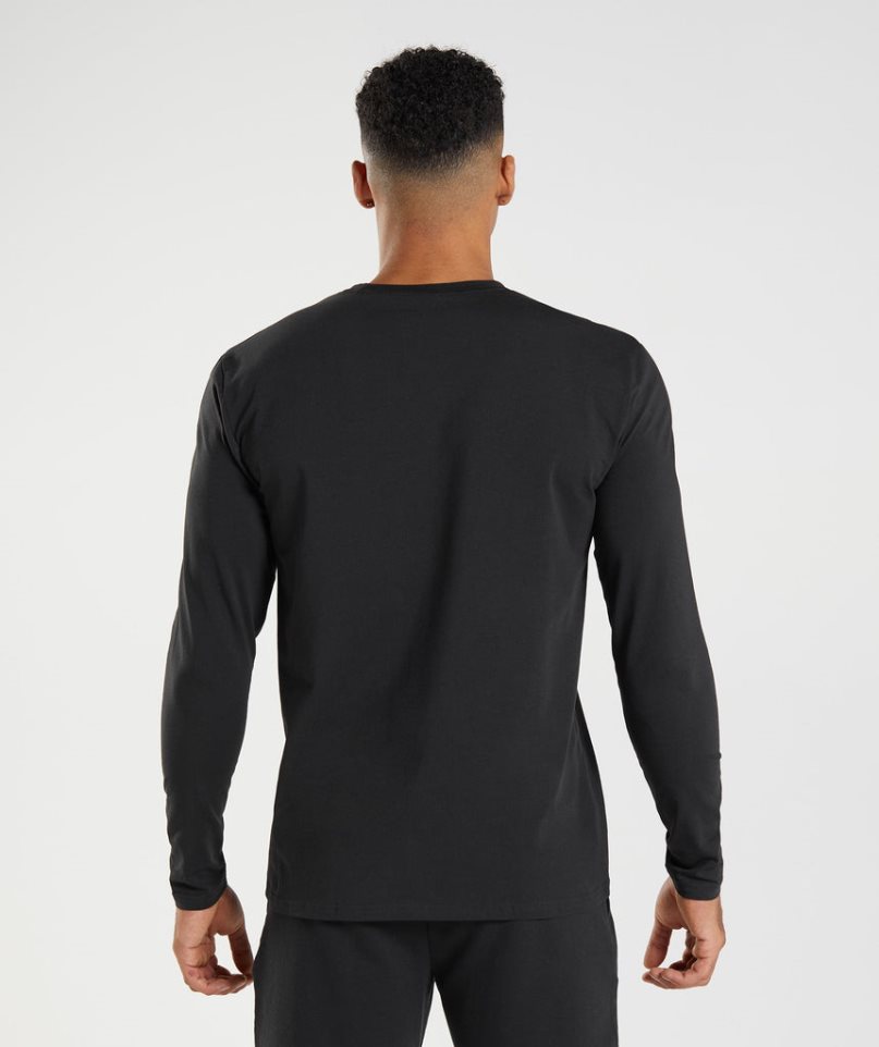 Gymshark Block Long Sleeve Férfi Póló Fekete | HU-F-120