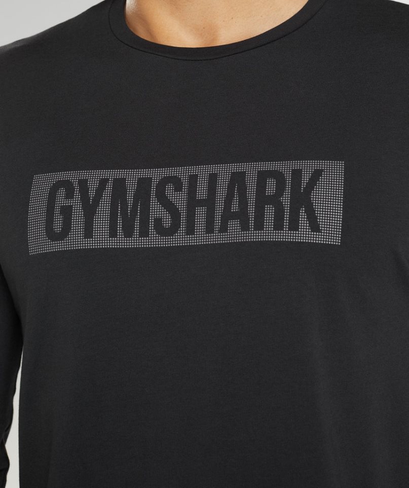 Gymshark Block Long Sleeve Férfi Póló Fekete | HU-F-120