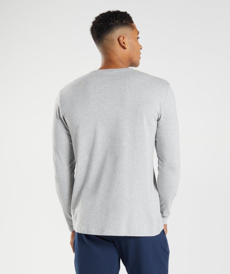 Gymshark Block Long Sleeve Férfi Póló Világos Szürke | HU-K-346