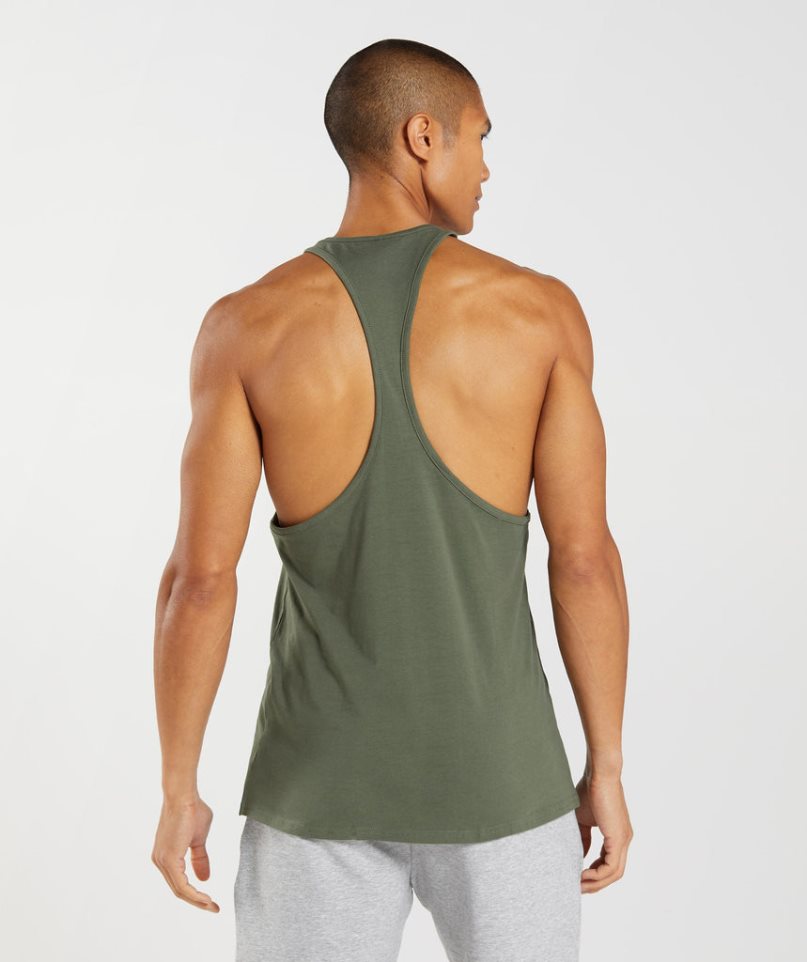 Gymshark Block Stringer Férfi Ujjatlan Póló Olivazöld | HU-O-739