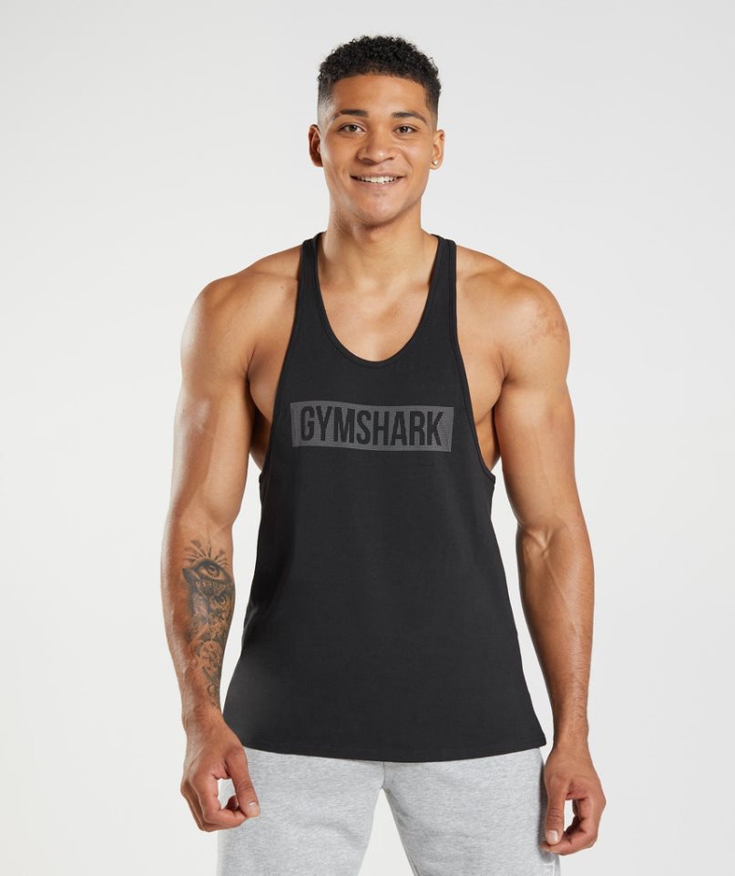 Gymshark Block Stringer Férfi Ujjatlan Póló Fekete | HU-T-128
