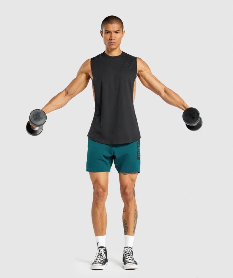 Gymshark Bold Drop Arm Férfi Ujjatlan Póló Fekete | HU-A-659