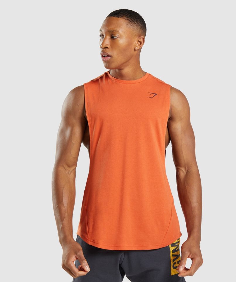 Gymshark Bold Drop Arm Férfi Ujjatlan Póló Narancssárga | HU-B-042