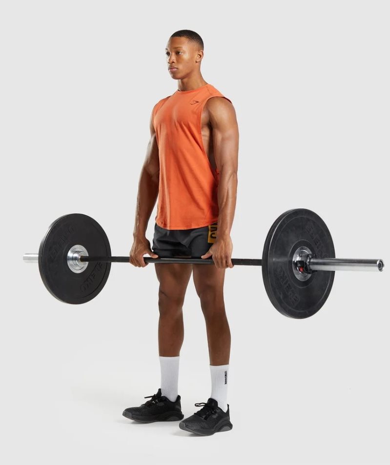Gymshark Bold Drop Arm Férfi Ujjatlan Póló Narancssárga | HU-B-042