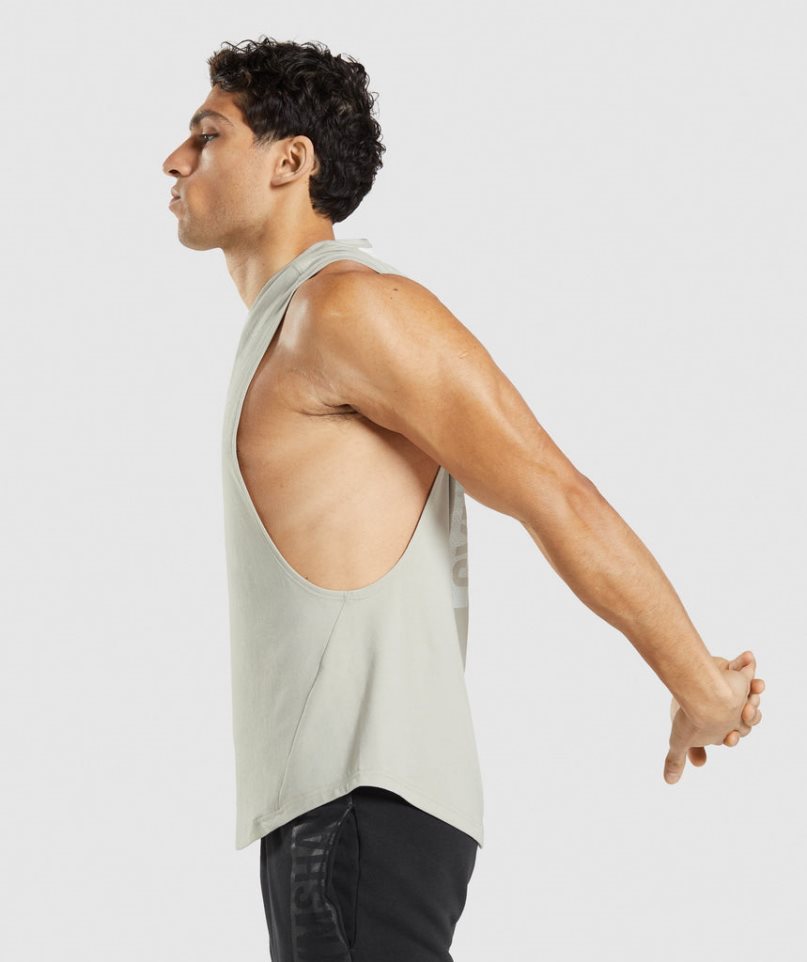 Gymshark Bold Drop Arm Férfi Ujjatlan Póló Bézs | HU-G-046