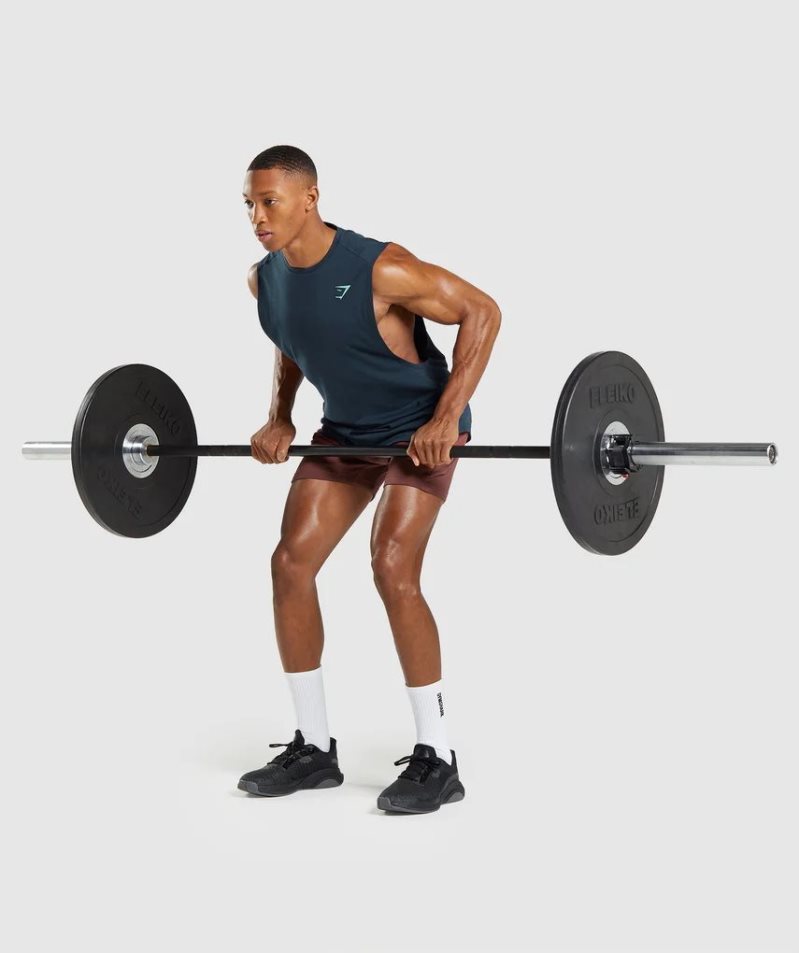 Gymshark Bold Drop Arm Férfi Ujjatlan Póló Sötétkék | HU-Q-759
