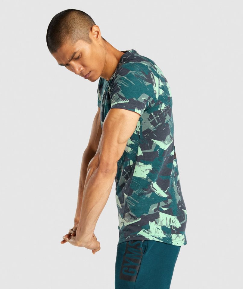 Gymshark Bold Férfi Póló Camo | HU-F-817
