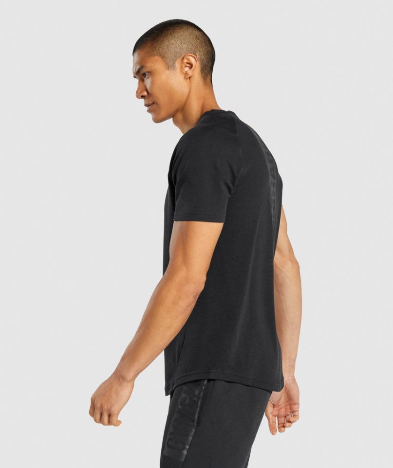 Gymshark Bold Férfi Póló Fekete | HU-N-716
