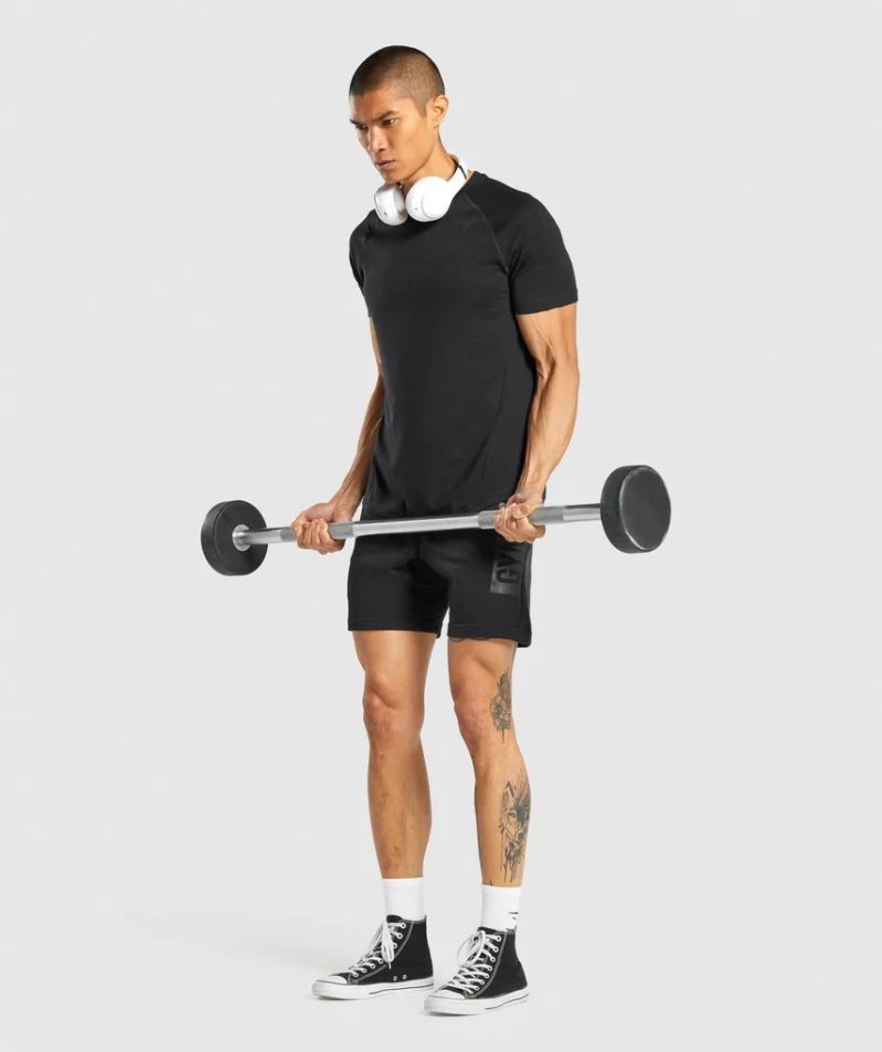 Gymshark Bold Férfi Póló Fekete | HU-N-716