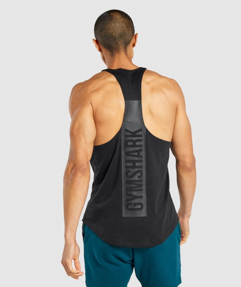 Gymshark Bold Stringer Férfi Ujjatlan Póló Fekete | HU-G-584
