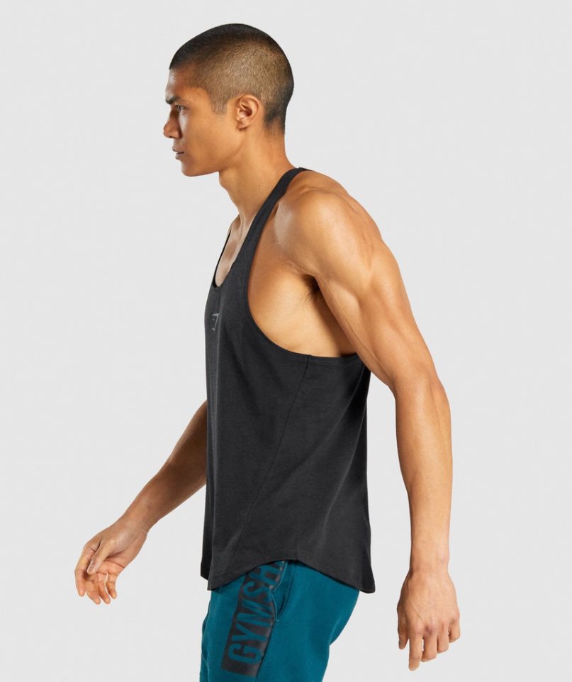 Gymshark Bold Stringer Férfi Ujjatlan Póló Fekete | HU-G-584