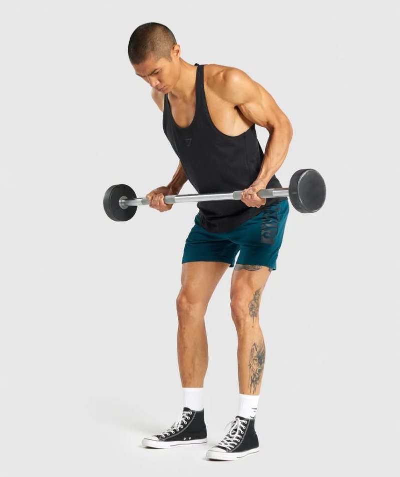 Gymshark Bold Stringer Férfi Ujjatlan Póló Fekete | HU-G-584