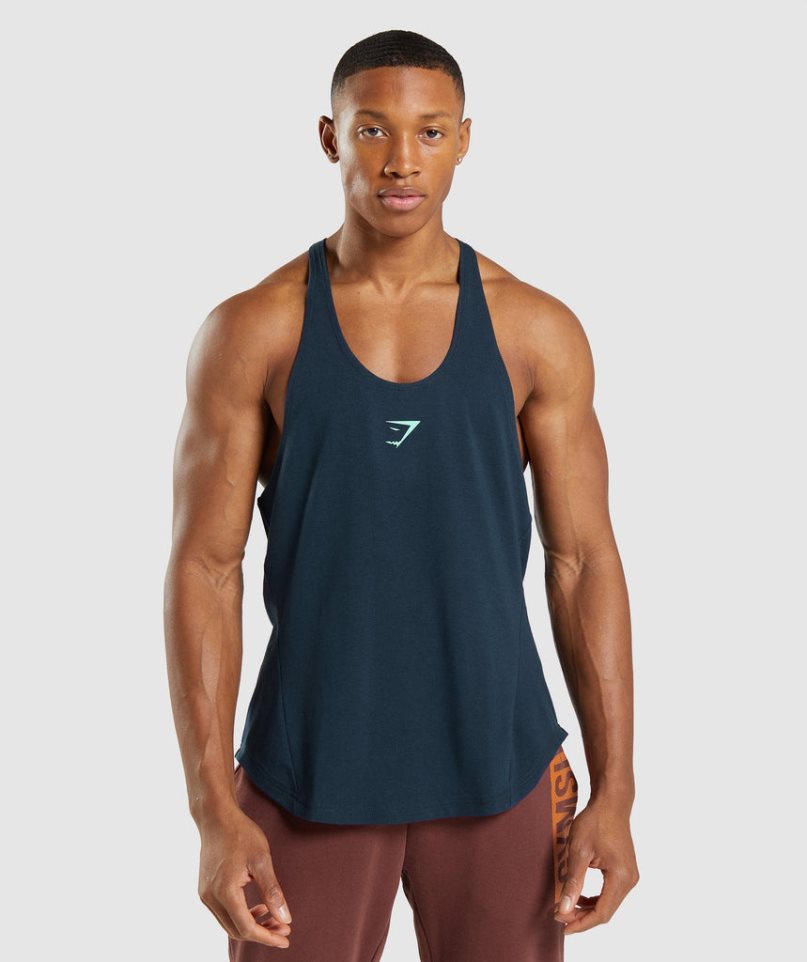 Gymshark Bold Stringer Férfi Ujjatlan Póló Sötétkék | HU-I-793