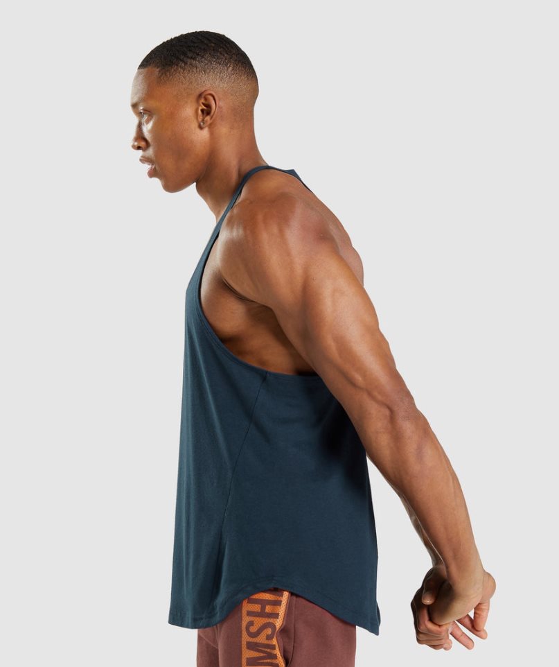 Gymshark Bold Stringer Férfi Ujjatlan Póló Sötétkék | HU-I-793