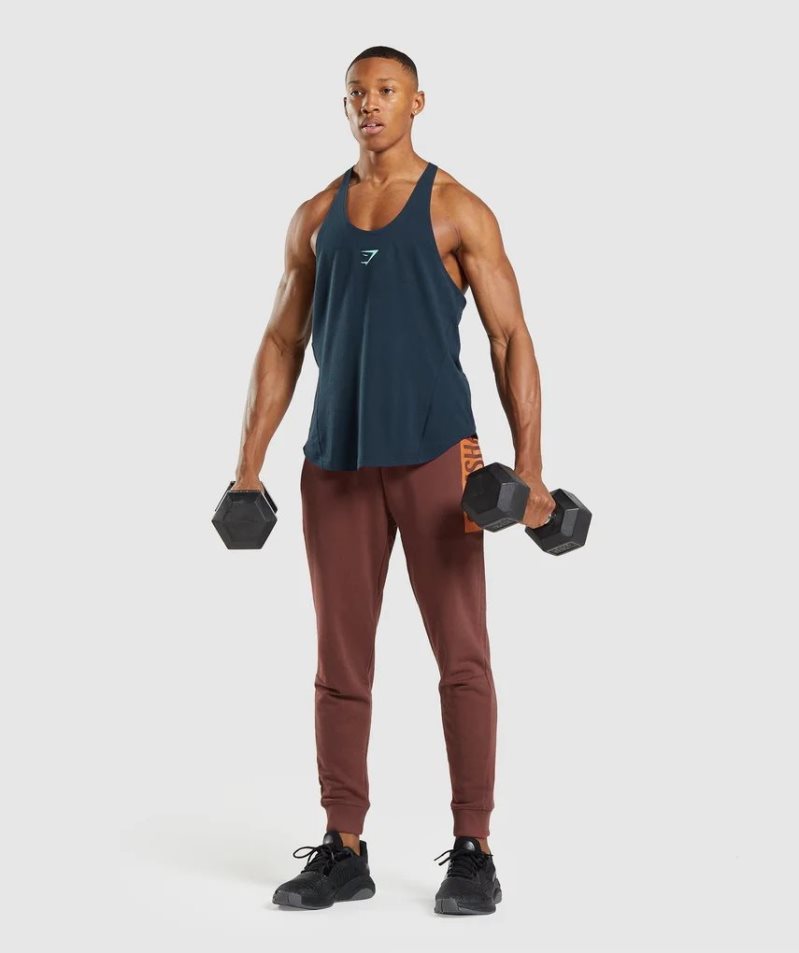 Gymshark Bold Stringer Férfi Ujjatlan Póló Sötétkék | HU-I-793