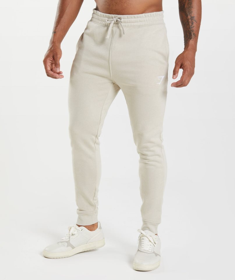 Gymshark Crest Férfi Jogger Nadrág Krém | HU-J-964