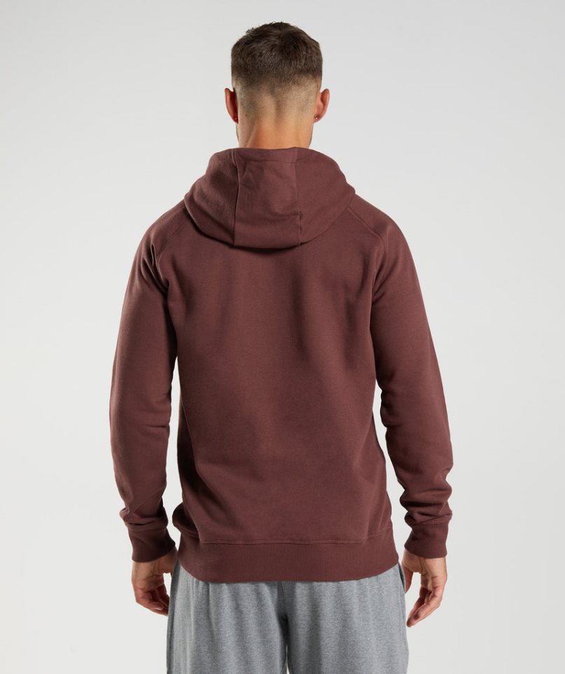 Gymshark Crest Férfi Kapucnis Pulóver Barna | HU-P-592