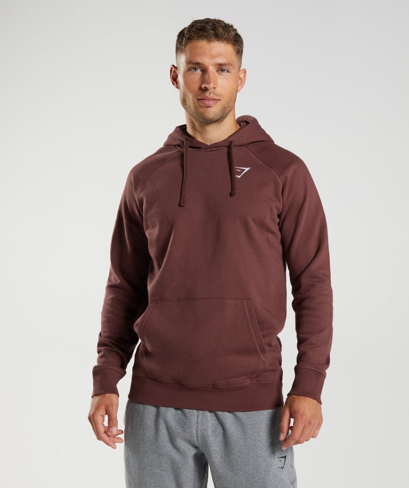 Gymshark Crest Férfi Kapucnis Pulóver Barna | HU-P-592