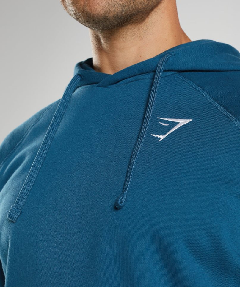 Gymshark Crest Férfi Kapucnis Pulóver Kék | HU-N-782