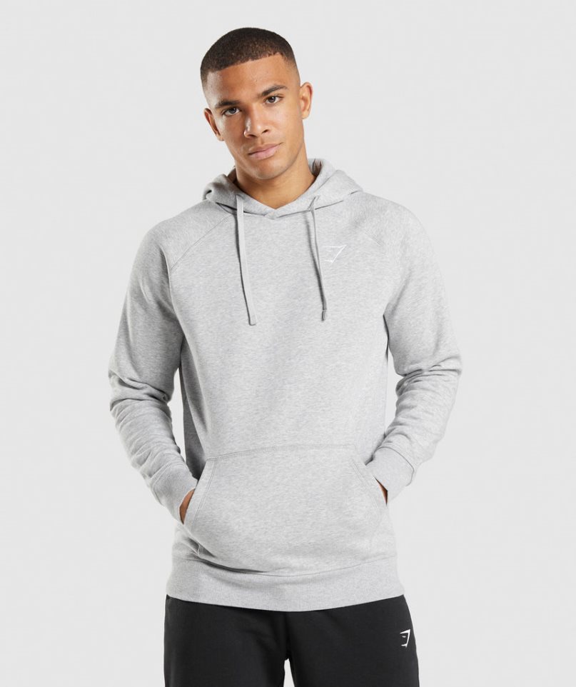 Gymshark Crest Férfi Kapucnis Pulóver Világos Szürke | HU-J-927