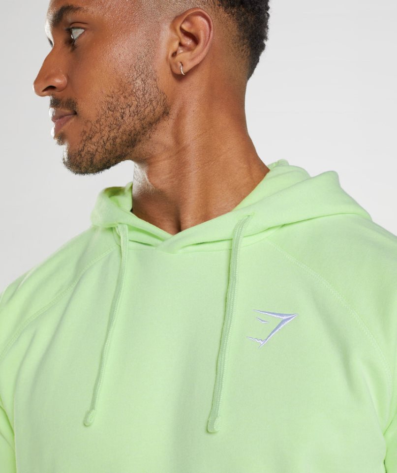 Gymshark Crest Férfi Kapucnis Pulóver Világos Zöld | HU-U-520