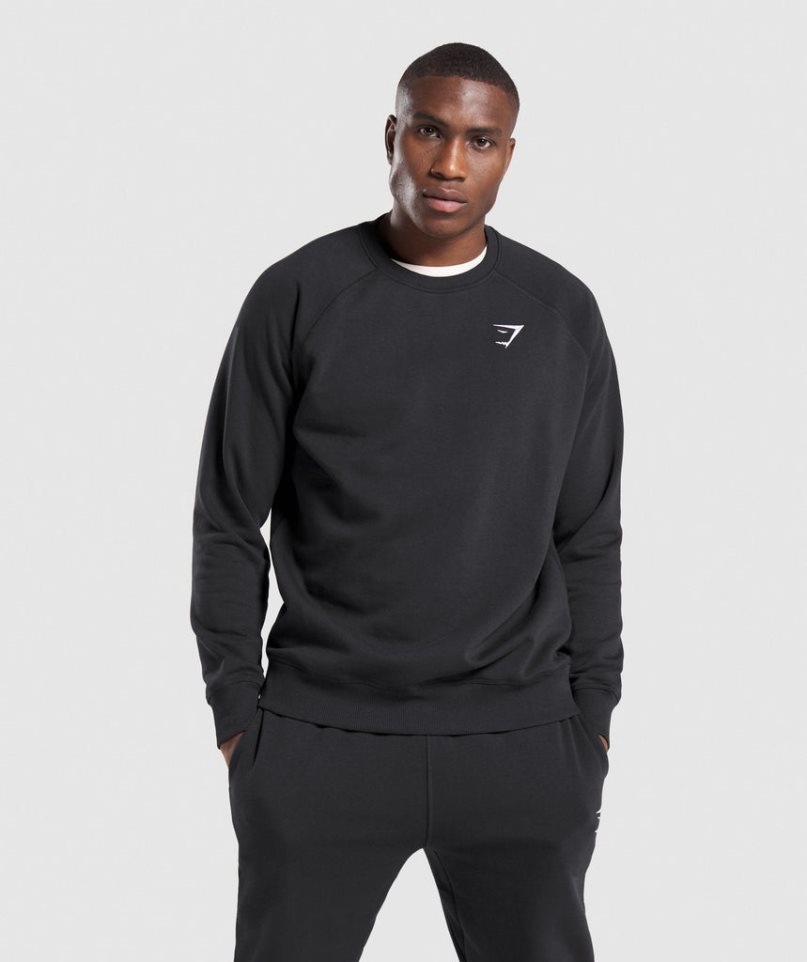 Gymshark Crest Férfi Pulóverek Fekete | HU-O-150