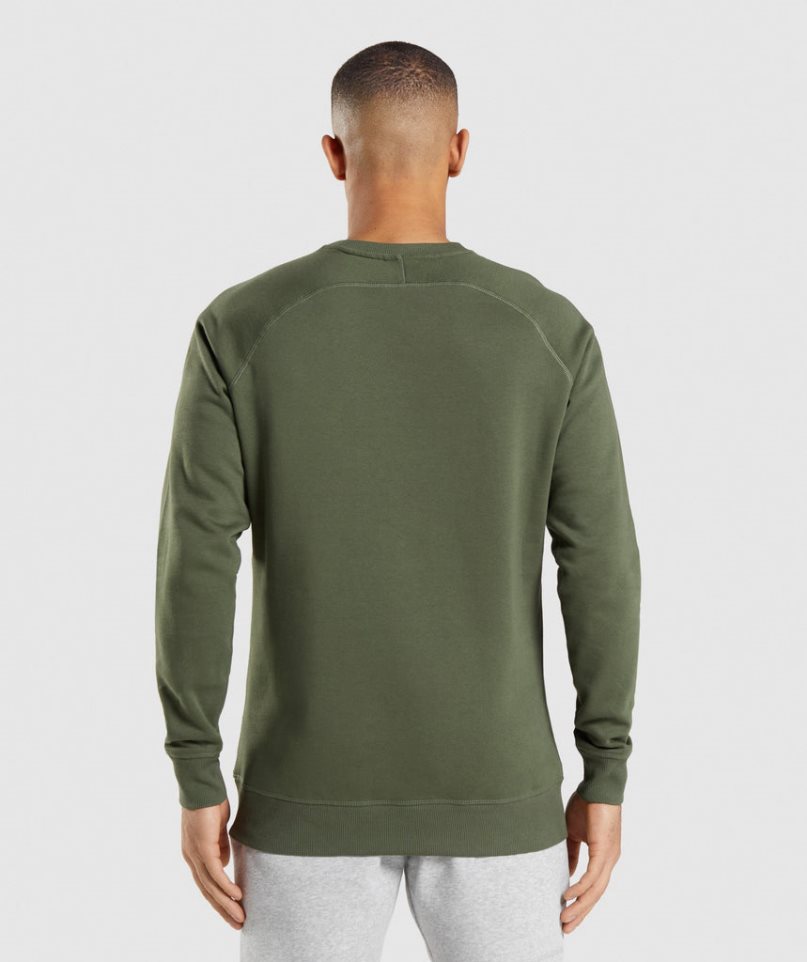 Gymshark Crest Férfi Pulóverek Olivazöld | HU-A-496