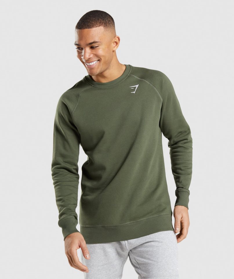 Gymshark Crest Férfi Pulóverek Olivazöld | HU-A-496