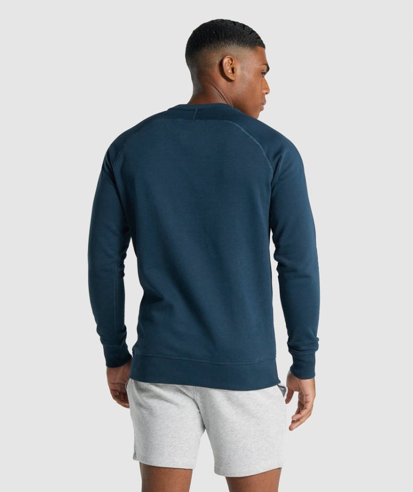 Gymshark Crest Férfi Pulóverek Sötétkék | HU-Q-643